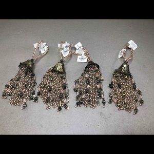 Pink Glass & Brass Bead Curtain/Decor Tassels